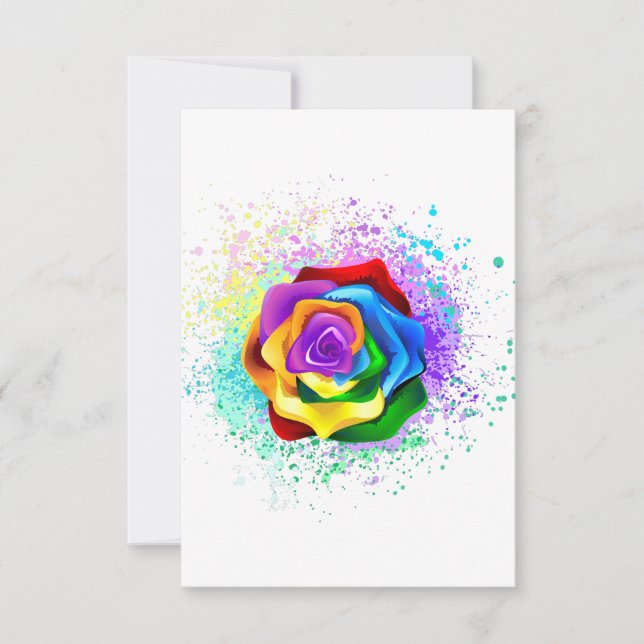 Colourful Rainbow Rose Card (Front)