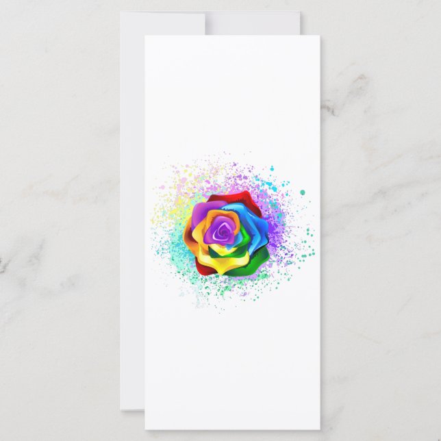 Colourful Rainbow Rose Card (Front)