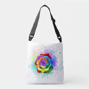 Colourful Rainbow Rose Crossbody Bag