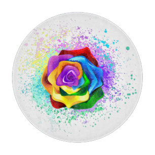 Colourful Rainbow Rose Cutting Board