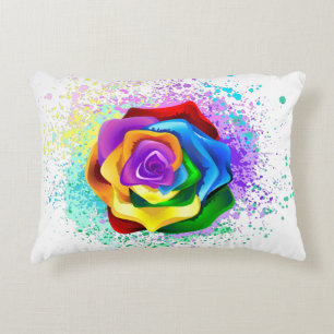Colourful Rainbow Rose Decorative Cushion