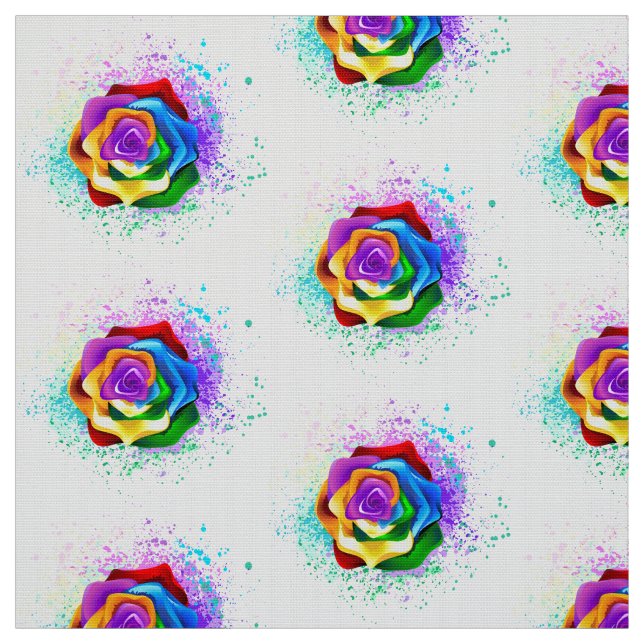Colourful Rainbow Rose Fabric (Swatch)