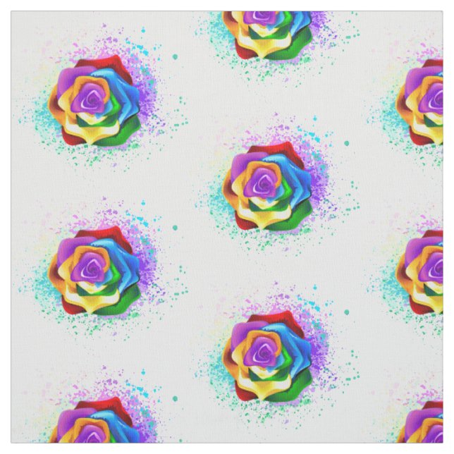 Colourful Rainbow Rose Fabric (Swatch)