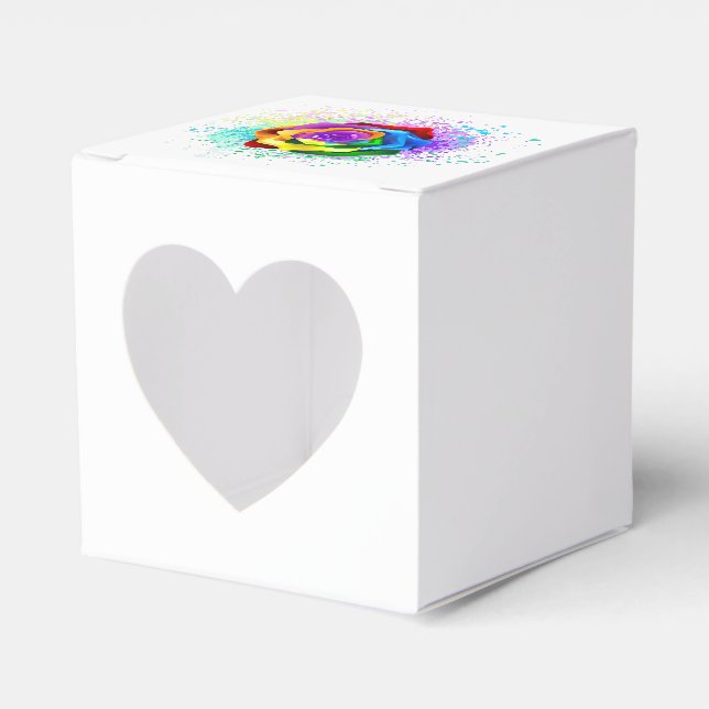 Colourful Rainbow Rose Favour Box (Front Side)
