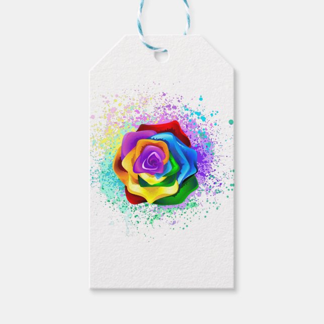 Colourful Rainbow Rose Gift Tags (Front)