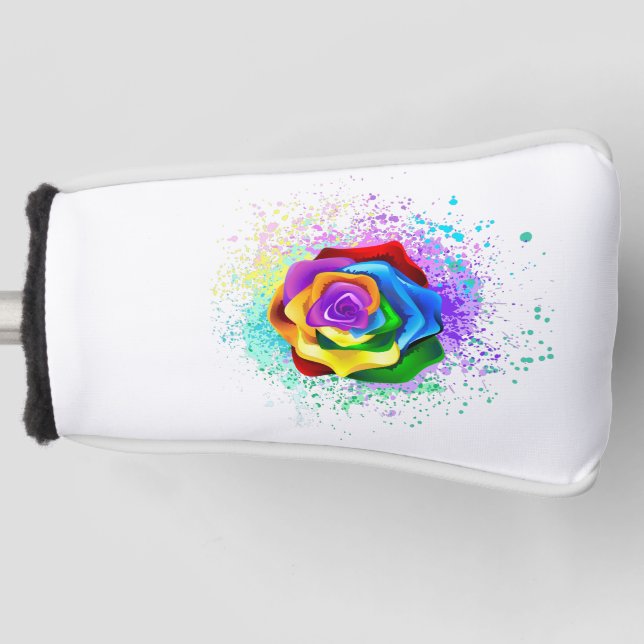 Colourful Rainbow Rose Golf Head Cover (Front)