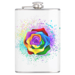 Colourful Rainbow Rose Hip Flask