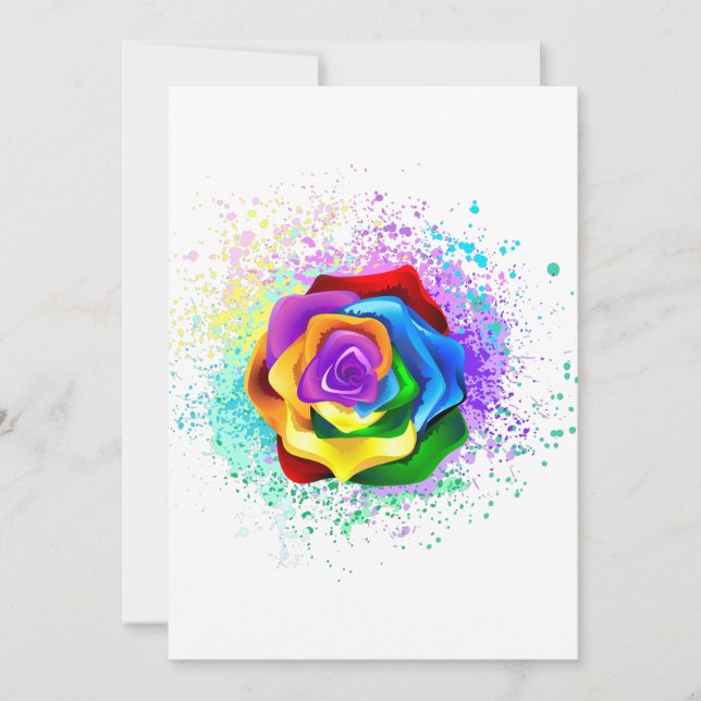 Colourful Rainbow Rose Holiday Card (Front)