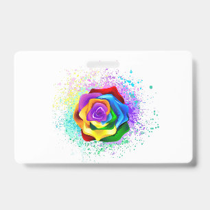 Colourful Rainbow Rose ID Badge