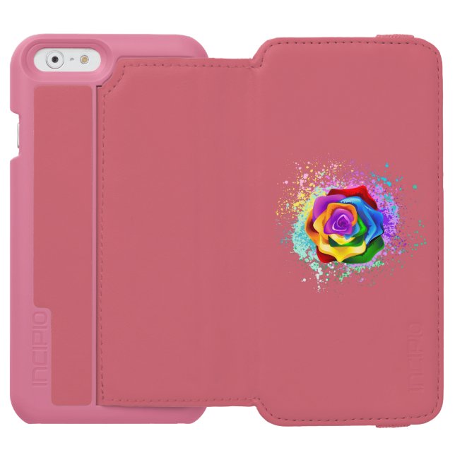 Colourful Rainbow Rose Incipio iPhone Wallet Case (Folio Open)