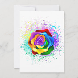Colourful Rainbow Rose Invitation
