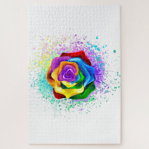 Colourful Rainbow Rose Jigsaw Puzzle