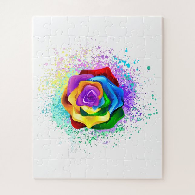 Colourful Rainbow Rose Jigsaw Puzzle (Vertical)