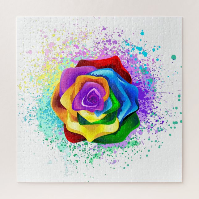 Colourful Rainbow Rose Jigsaw Puzzle (Vertical)