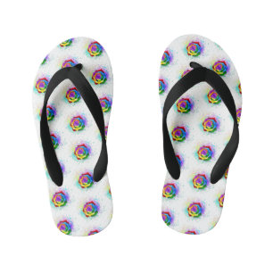 Colourful Rainbow Rose Kid's Thongs