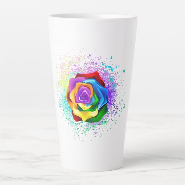 Colourful Rainbow Rose Latte Mug (Front)