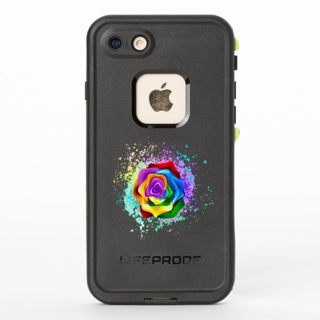 Colourful Rainbow Rose LifeProof iPhone Case (Back)