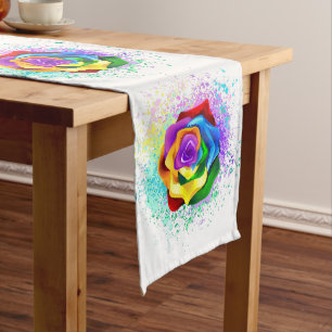 Colourful Rainbow Rose Long Table Runner