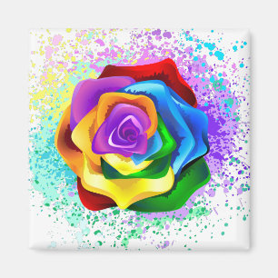 Colourful Rainbow Rose Magnet