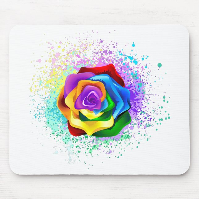 Colourful Rainbow Rose Mouse Pad (Front)