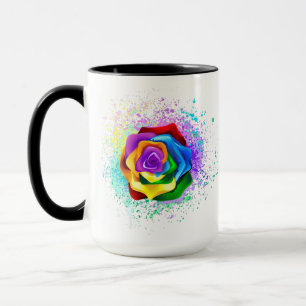Colourful Rainbow Rose Mug