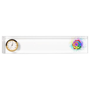 Colourful Rainbow Rose Nameplate