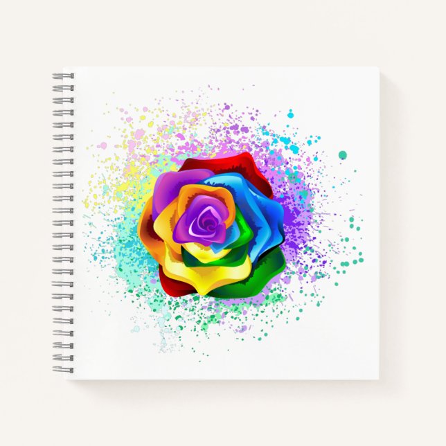 Colourful Rainbow Rose Notebook (Front)