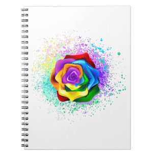 Colourful Rainbow Rose Notebook