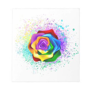 Colourful Rainbow Rose Notepad