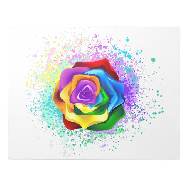 Colourful Rainbow Rose Notepad (Front)