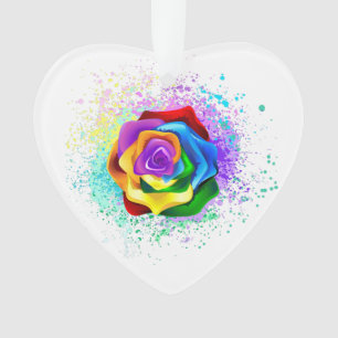 Colourful Rainbow Rose Ornament