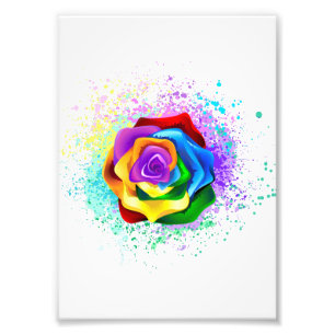 Colourful Rainbow Rose Photo Print