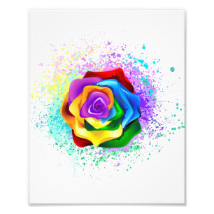 Colourful Rainbow Rose Photo Print