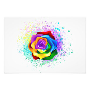 Colourful Rainbow Rose Photo Print