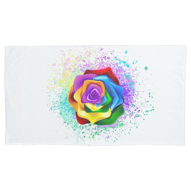 Colourful Rainbow Rose Pillowcase (Front)
