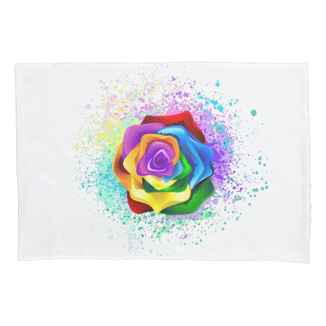Colourful Rainbow Rose Pillowcase (Front)