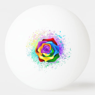 Colourful Rainbow Rose Ping Pong Ball