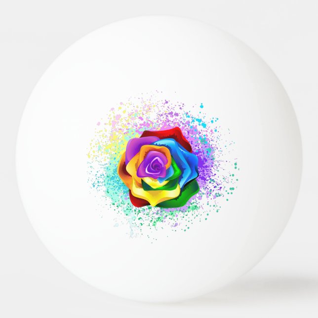Colourful Rainbow Rose Ping Pong Ball (Front)