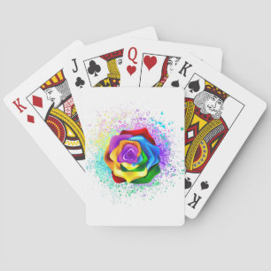 Colourful Rainbow Rose Playing Cards