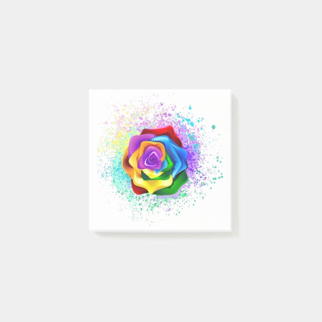 Colourful Rainbow Rose Post-it Notes (Front)