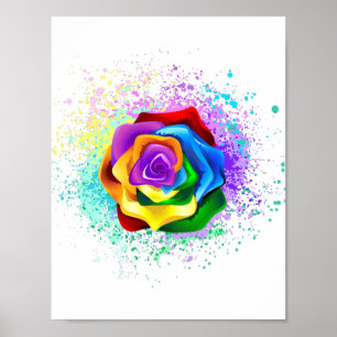 Colourful Rainbow Rose Poster