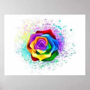 Colourful Rainbow Rose Poster