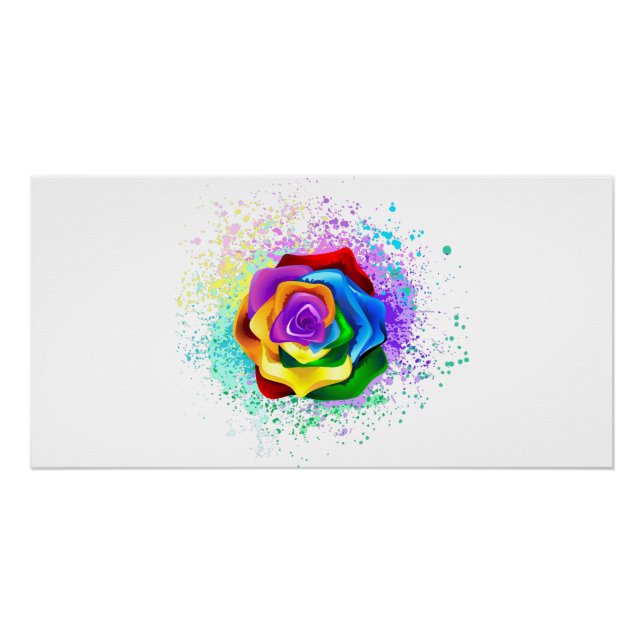 Colourful Rainbow Rose Poster (Front)