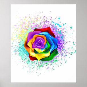 Colourful Rainbow Rose Poster