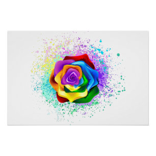 Colourful Rainbow Rose Poster