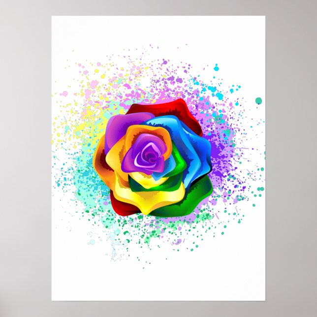 Colourful Rainbow Rose Poster (Front)