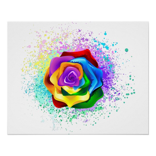 Colourful Rainbow Rose Poster (Front)