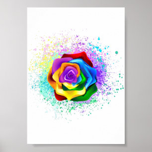 Colourful Rainbow Rose Poster