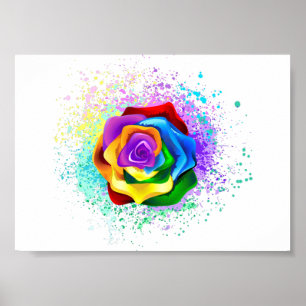 Colourful Rainbow Rose Poster
