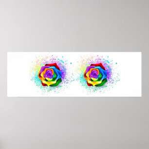 Colourful Rainbow Rose Poster